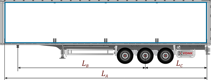 размеры полуприцепа две оси для расчета нагрузки на ось